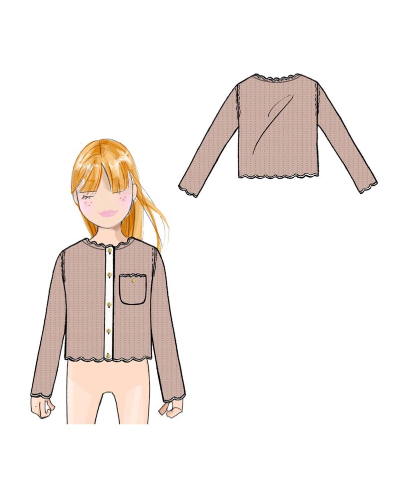 EMPORIO ARMANI SCALLOP TRIM BUTTON UP CARDIGAN