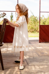 ORANGE DIMANCHE EMBROIDERED DRESS