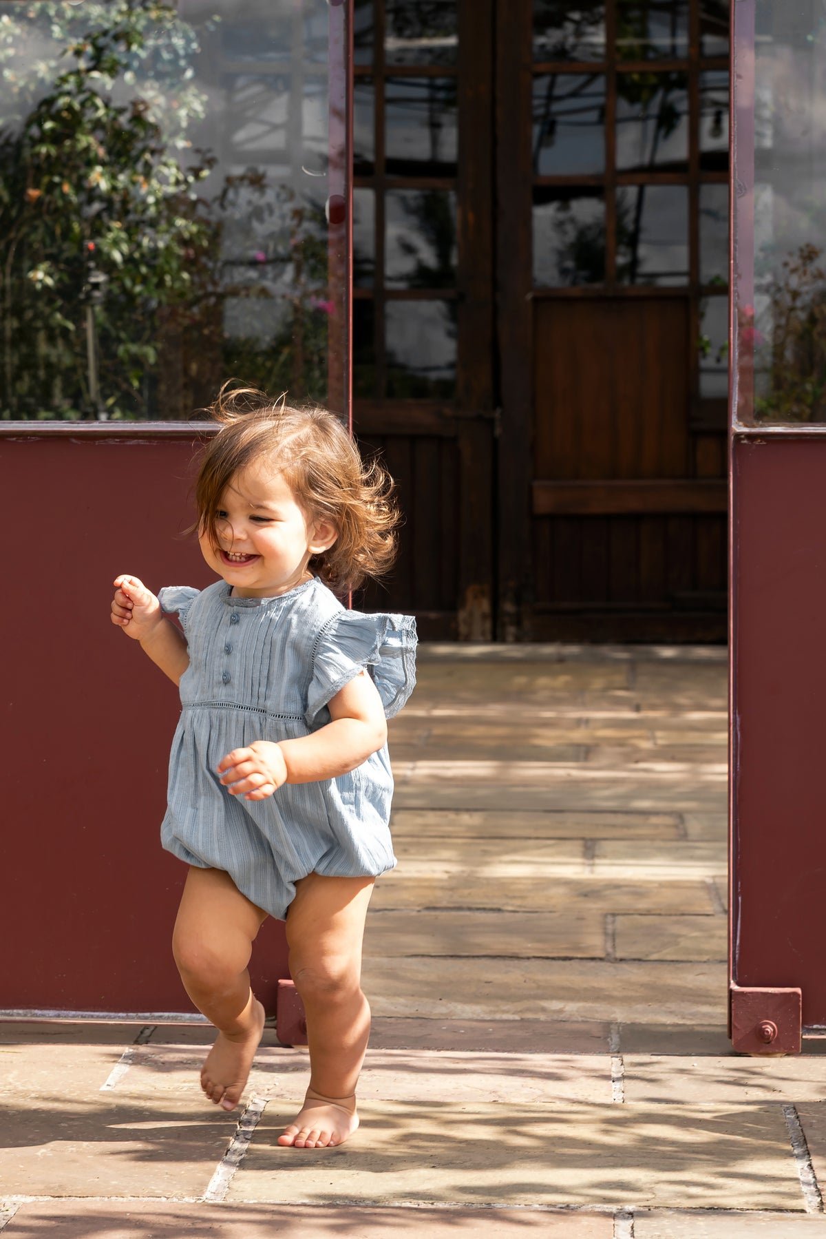 ORANGE DIMANCHE TEXTURED ROMPER