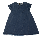 CREW KIDS STITCH PATCH DENIM DRESS