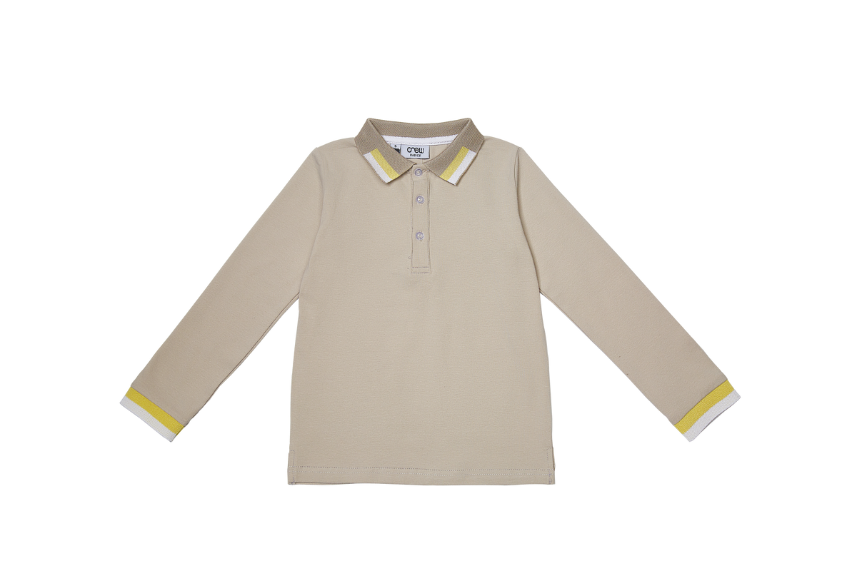 CREW BASICS COLLAR DETAIL LONG SLEEV POLO
