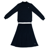 CREW BASICS 2PC MOCK SWEAT TOP WITH  PLEAT SWEAT SKIRT