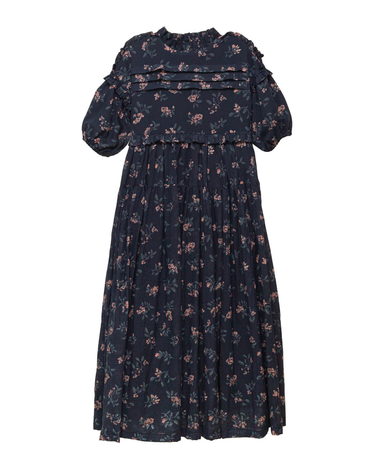 COSMOSOPHIE ALIDA RUFFLE FLOWER PRINT MAXI DRESS