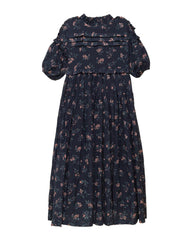COSMOSOPHIE ALIDA RUFFLE FLOWER PRINT MAXI DRESS