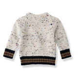 1+IN THE FAMILY STRIPED TRIM SIDE BUTTON PEBBLE KNIT SWEATER