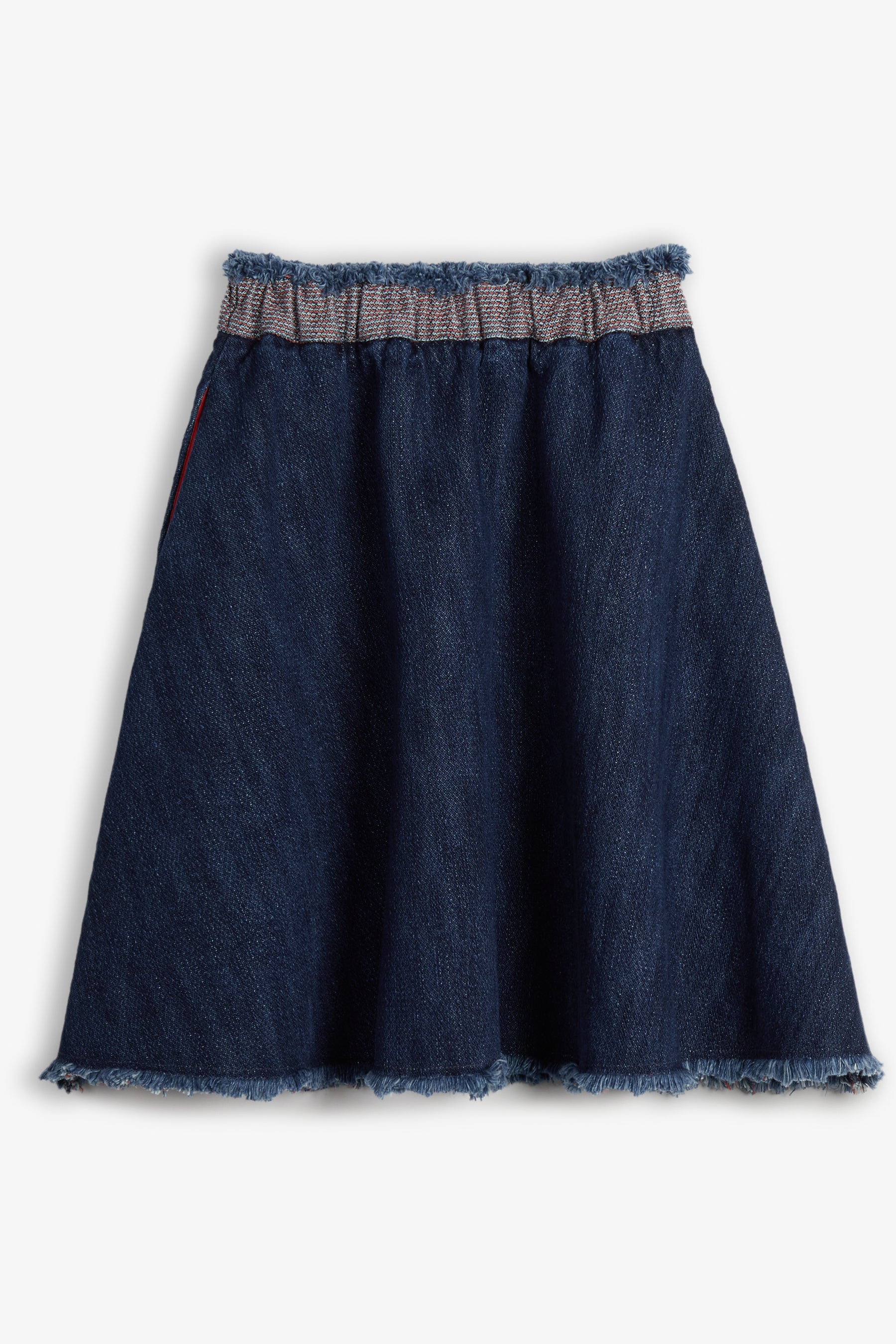 WOLF & RITA WAISTED FRINGES DENIM SKIRT