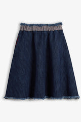 WOLF & RITA WAISTED FRINGES DENIM SKIRT