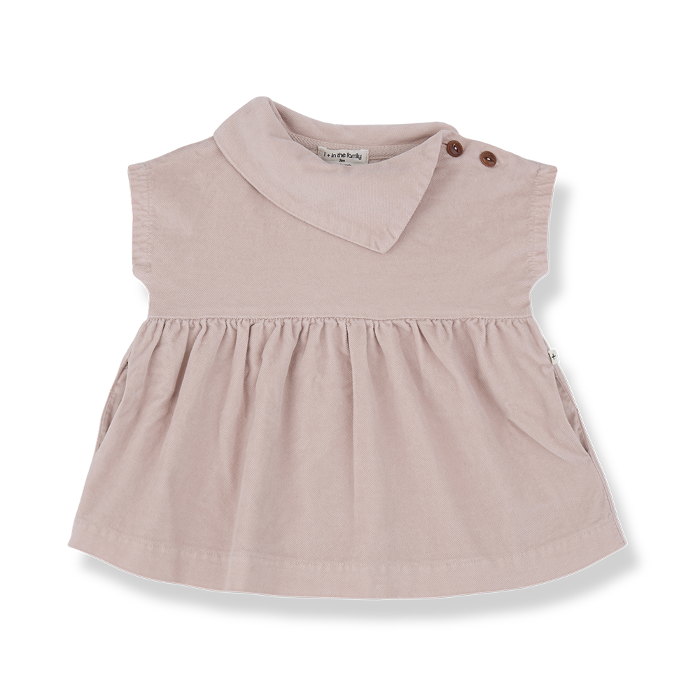 1+ IN THE FAMILY 2PC PETER PAN STYLE ROUNDED COLLAR GATHERED DRESS WITH TIGHTS