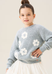 ANGEL & ROCKET RUMI EMBELISHED FLOWER SWEATER
