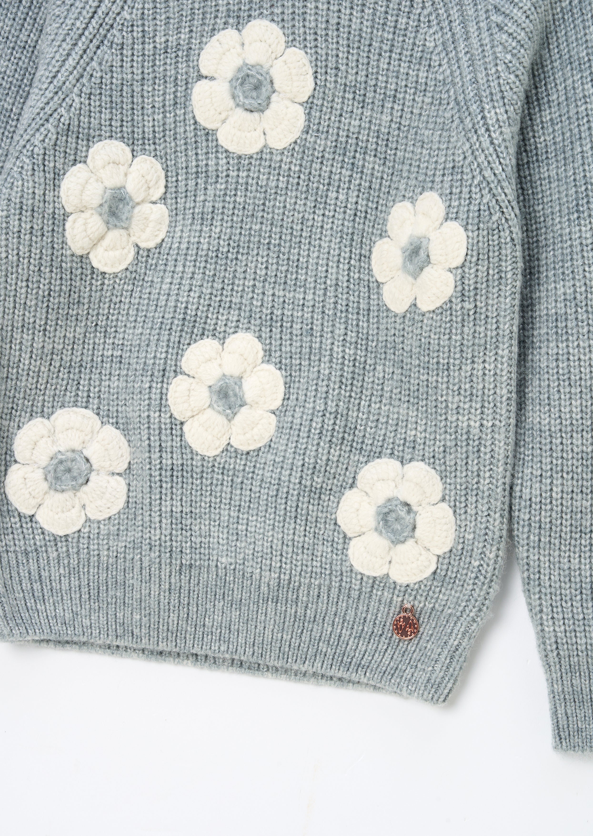 ANGEL & ROCKET RUMI EMBELISHED FLOWER SWEATER