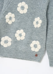 ANGEL & ROCKET RUMI EMBELISHED FLOWER SWEATER
