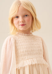 ANGEL & ROCKET BALLOON SLEEVE SMOCKED DRESS