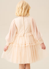 ANGEL & ROCKET BALLOON SLEEVE SMOCKED DRESS