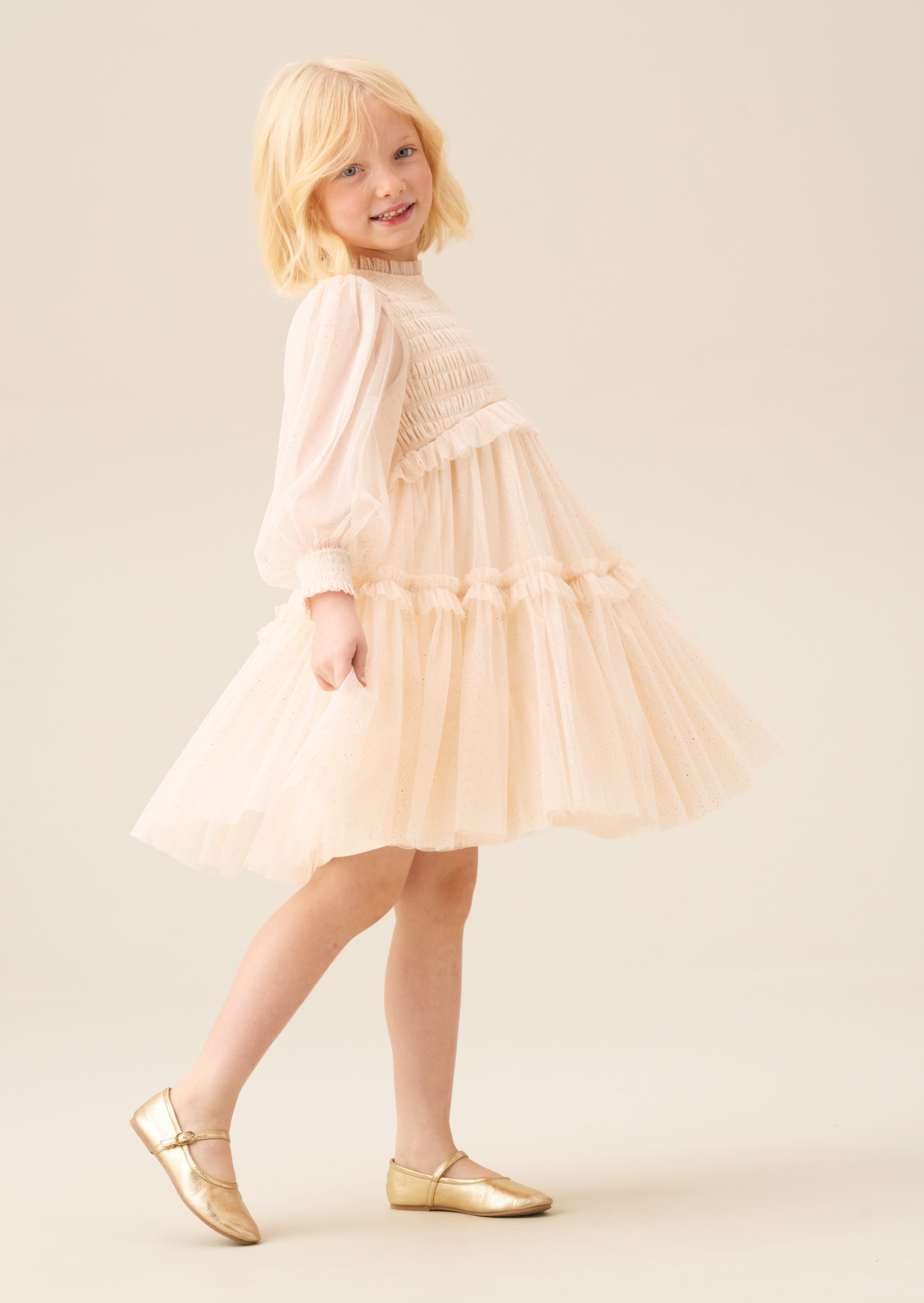 ANGEL & ROCKET BALLOON SLEEVE SMOCKED DRESS Little Women Too ANGEL & ROCKET BALLOON SLEEVE SMOCKED DRESS Little Women Too