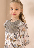 ANGEL & ROCKET LYRA BUTTERFLY PRINT TIERED DRESS