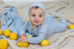 BEBE BELLA 2PC KNIT OVERALL WITH CARDIGAN SET