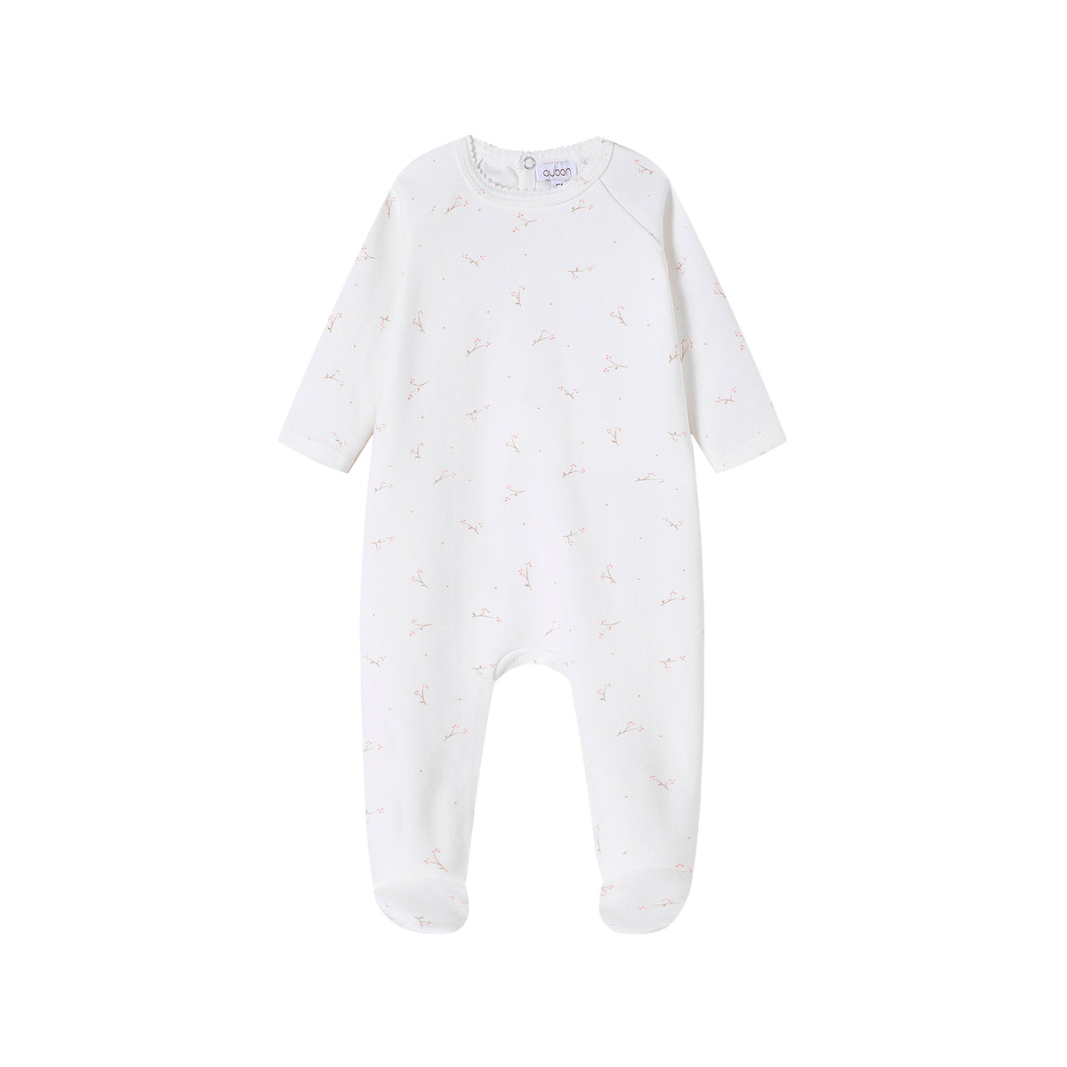 OUBON 2PC FLORAL BUD PRINT FOOTIE + HAT SET
