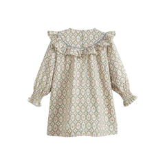CERA UNA VOLTA EMMA OFF SHOULDER RUFFLE PRINTED TWILL DRESS