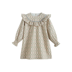 CERA UNA VOLTA EMMA OFF SHOULDER RUFFLE PRINTED TWILL DRESS