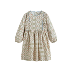 CERA UNA VOLTA KANA TRIM PRINTED TWILL DRESS