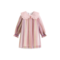 CERA UNA VOLTA REENA DOUBLE COLLAR PLEATED TULLE DRESS