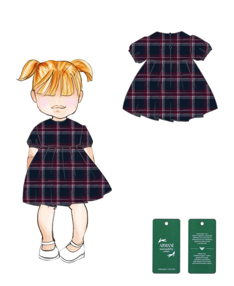 EMPORIO ARMANI SHORT SLEEVE PLAID DRESS
