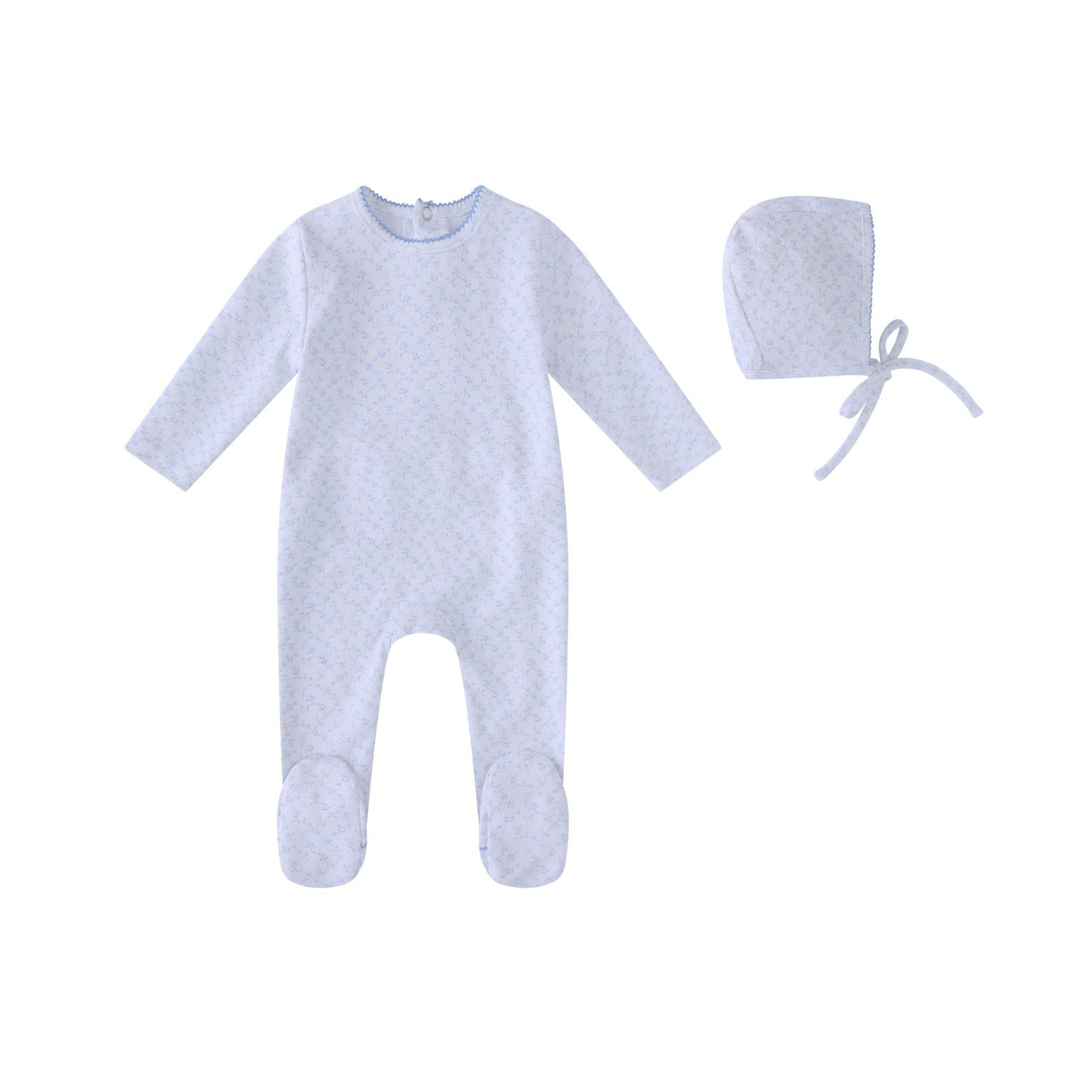 MINILABEL 2PC FLORAL PRINT FOOTIE WITH HAT SET