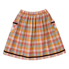 THE LITTLE POETS 2PC ELISE EMBROIDERED CHECKED SHIRT WITH AMALIA SKIRT