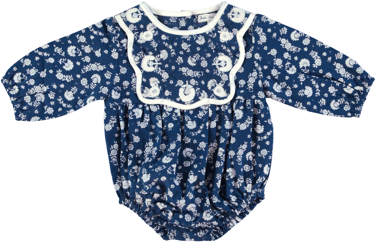 BEBE ORGANIC AMARI DITSY FLORAL BIB COLLAR  ROMPER