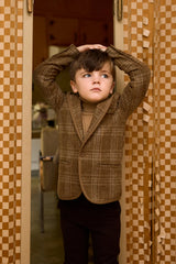 LE BOURDON PLAID PRINT BLAZER