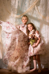 FRANCESCA GUILIANO PUFF SLEEVE FLORAL DRESS
