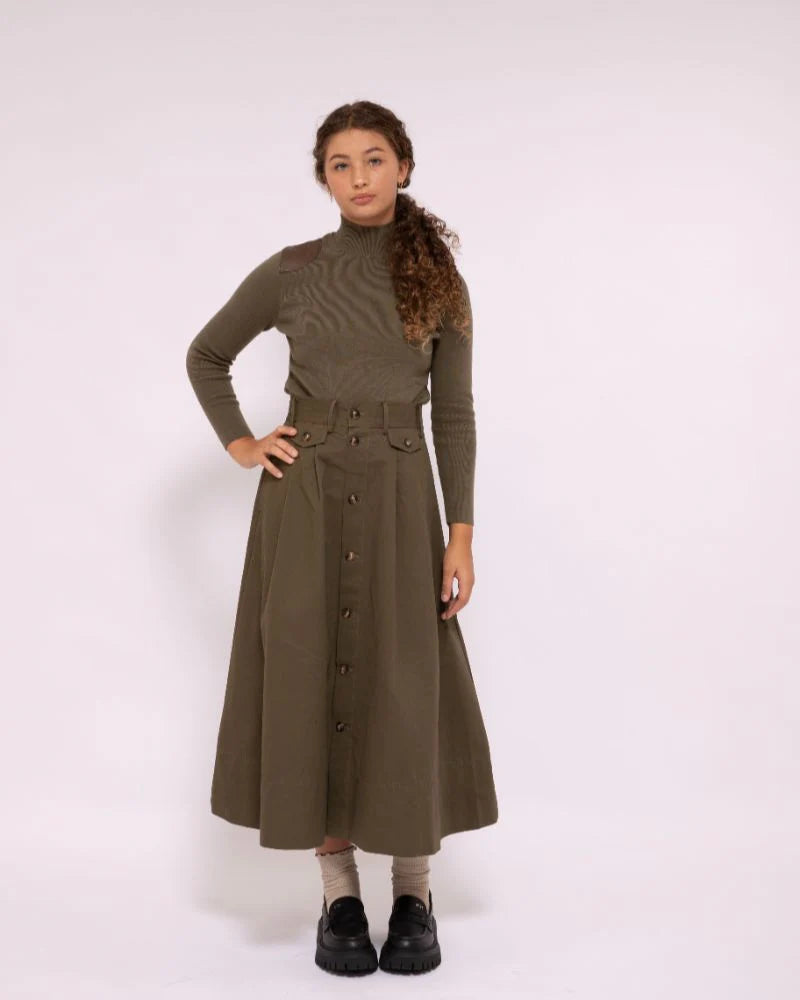 ONE TWENTY LEATHER PATCH SWEATER