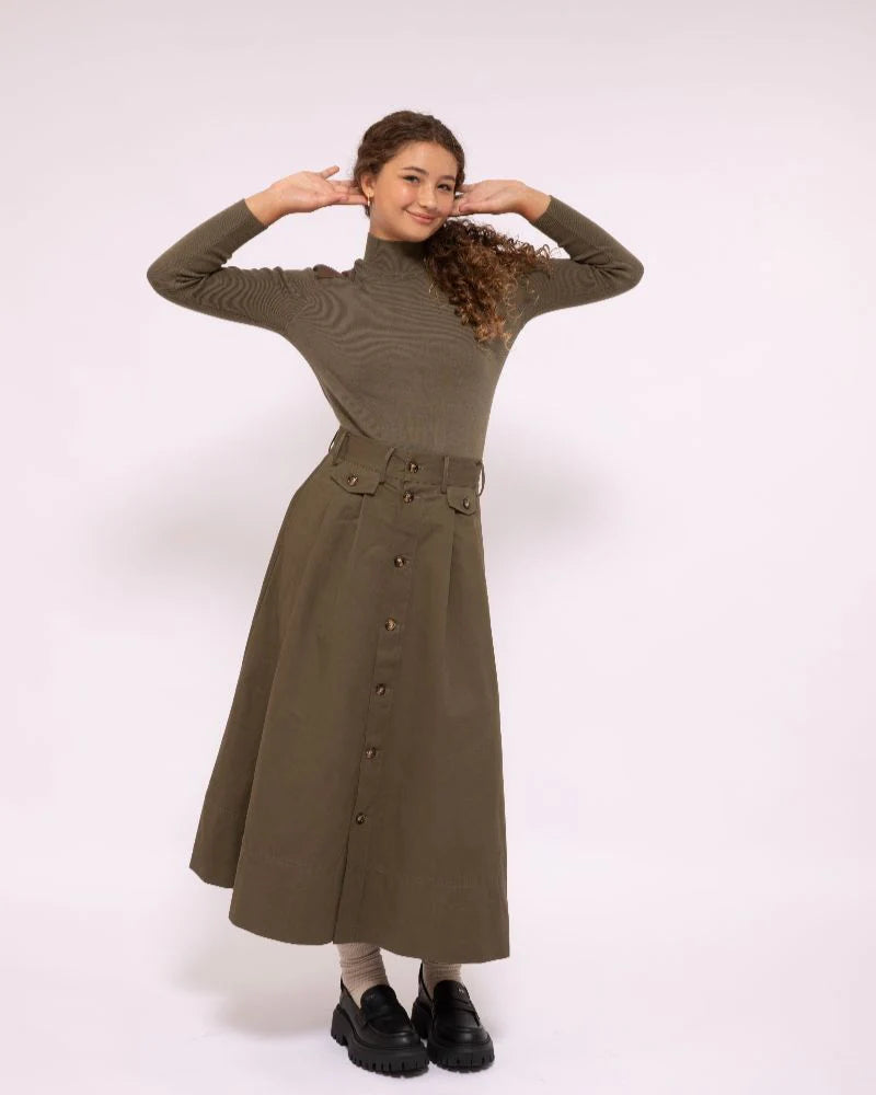 ONE TWENTY BUTTON SKIRT