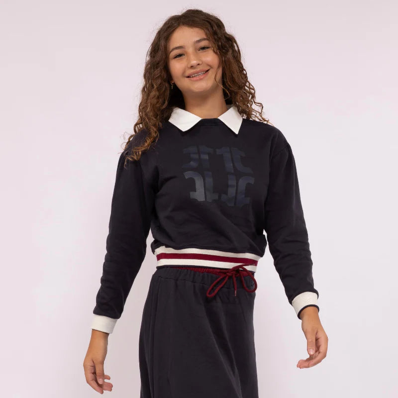 ONE TWENTY SIGNATURE COLLAR SWEATSHIRT