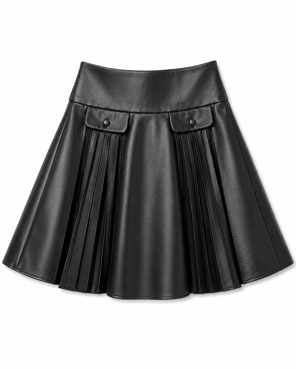 OLIVIA ROHDE 2 POCKET PLEATED LEATHER SKIRT