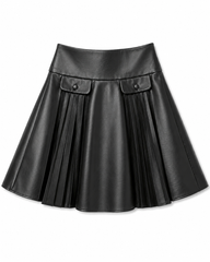 OLIVIA ROHDE 2 POCKET PLEATED LEATHER SKIRT