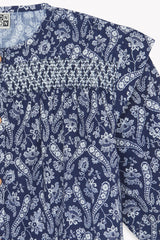 BONTON 2PC SMOCKED PAISLEY TOP AND SKIRT SET