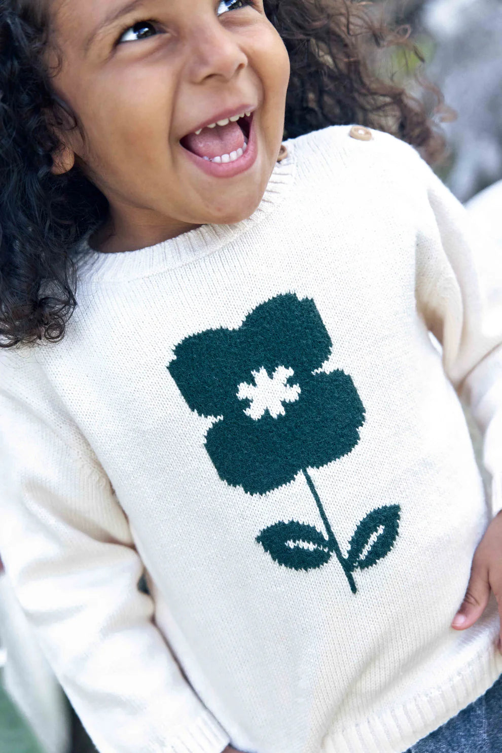 BONTON FLOWER MISTY KNIT SWEATER