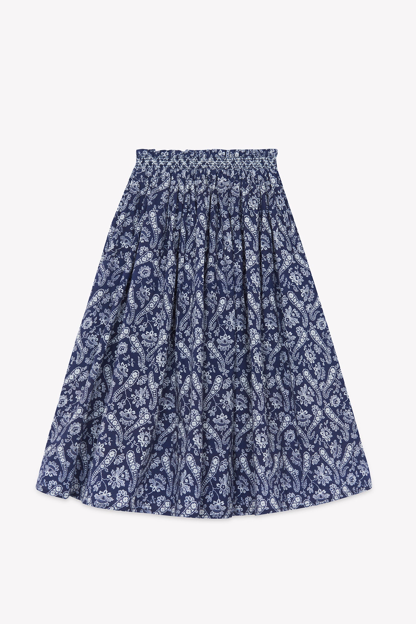 BONTON 2PC SMOCKED PAISLEY TOP AND SKIRT SET