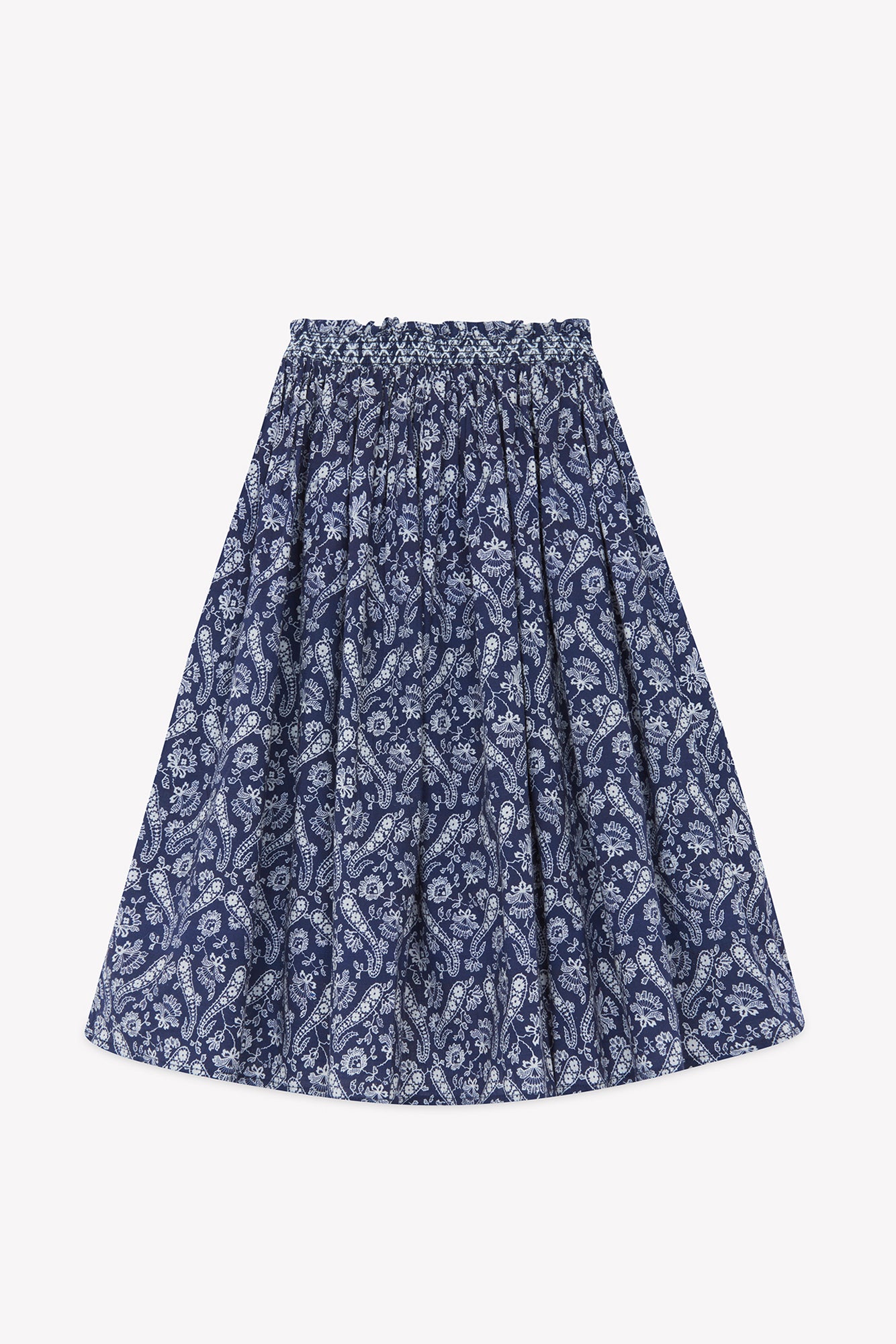 BONTON 2PC SMOCKED PAISLEY TOP AND SKIRT SET