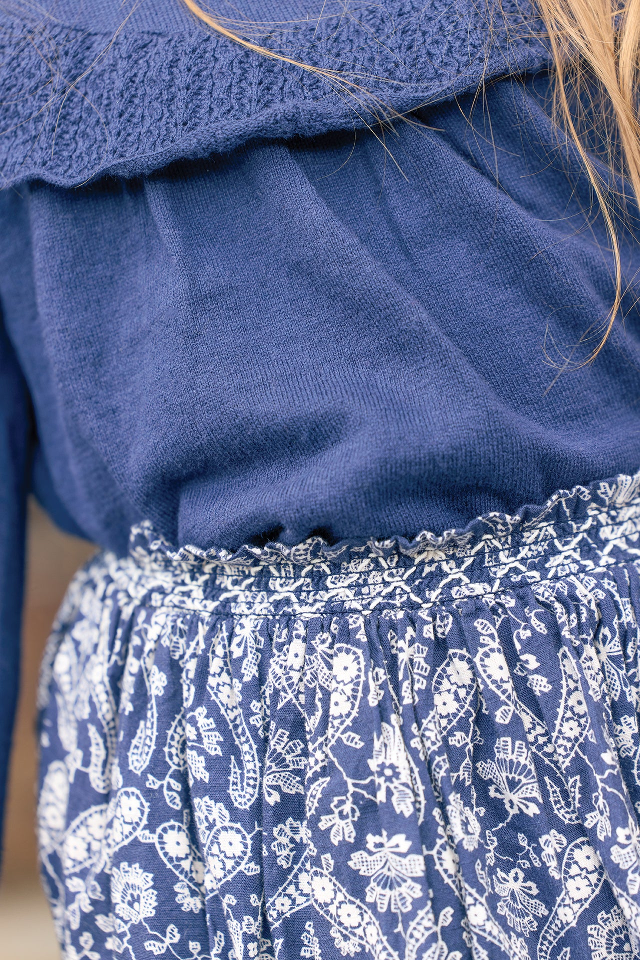 BONTON 2PC SMOCKED PAISLEY TOP AND SKIRT SET
