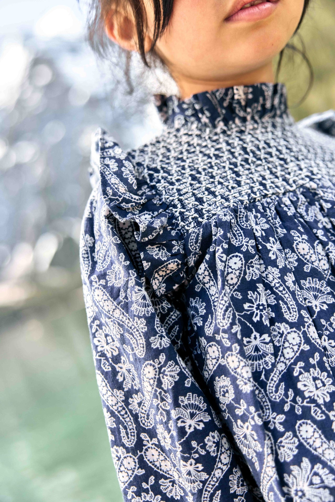 BONTON SMOCKED PAISLEY DRESS