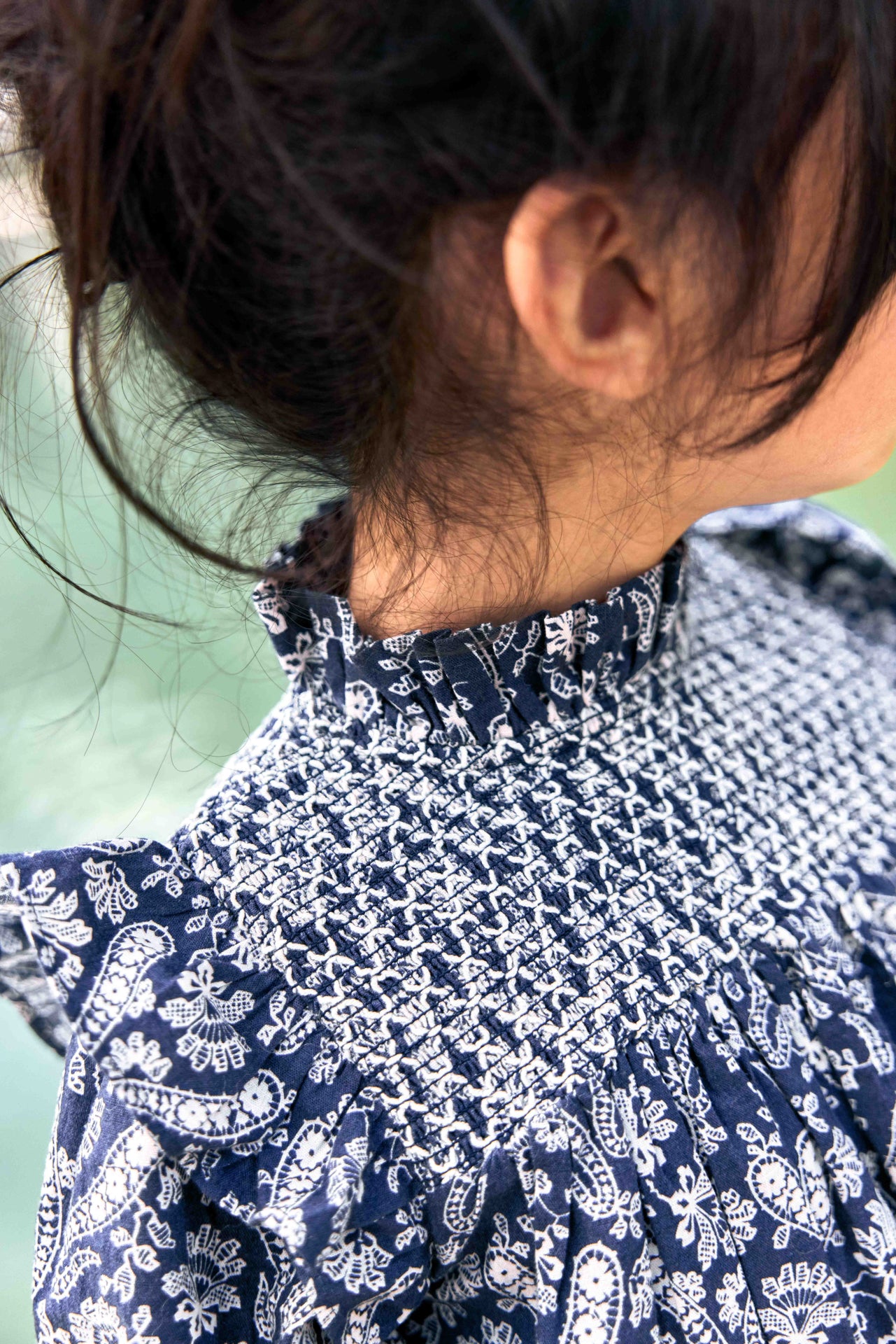 BONTON SMOCKED PAISLEY DRESS