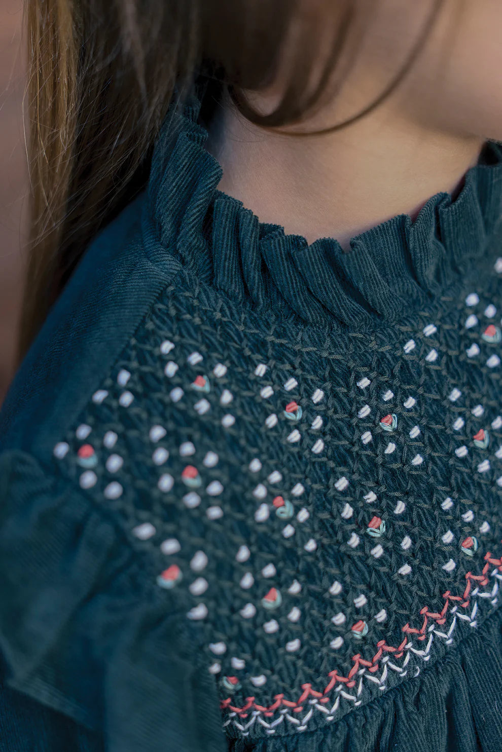 BONTON SMOCKED EMBROIDERY DRESS