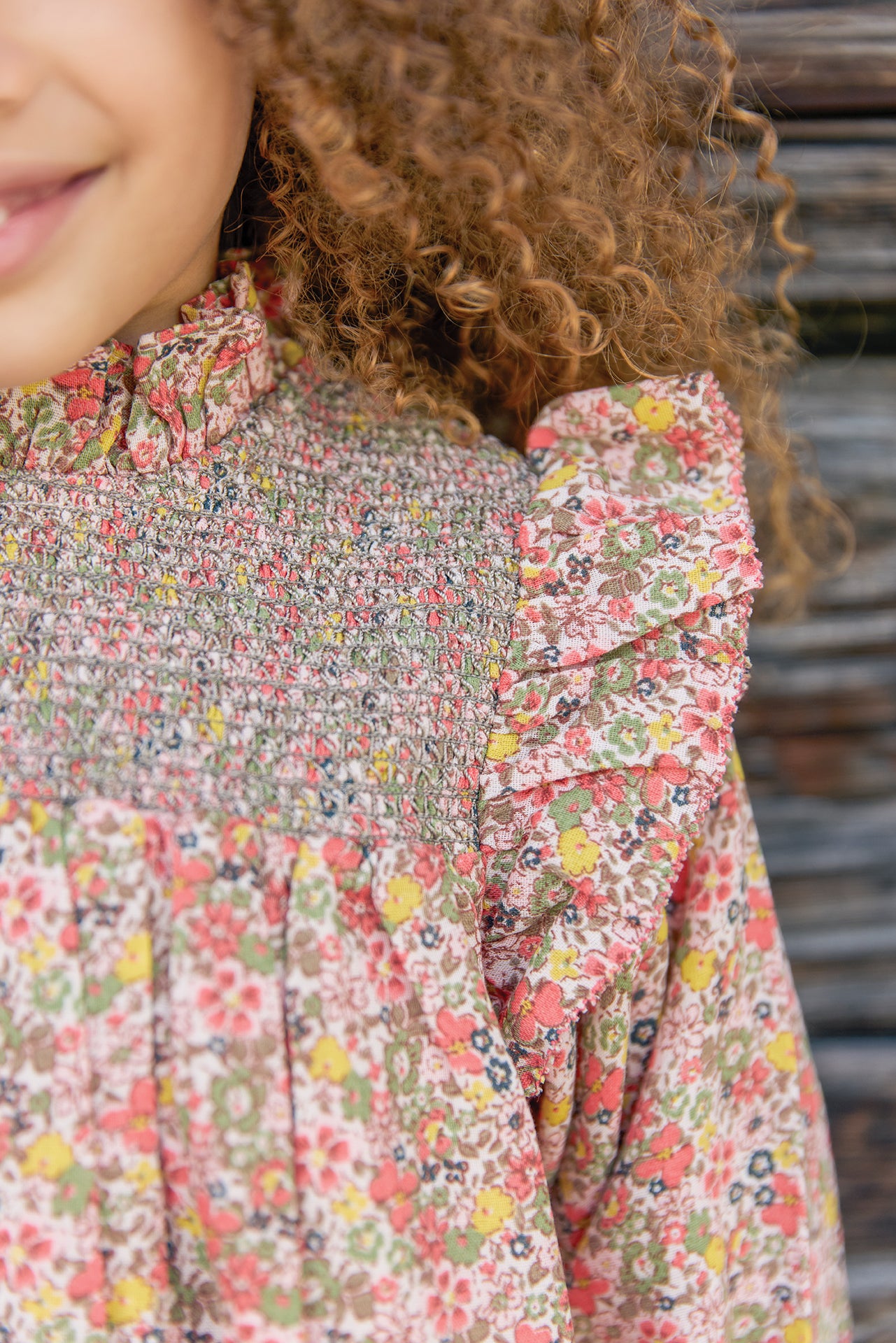 BONTON FLORAL SMOCKED DRESS
