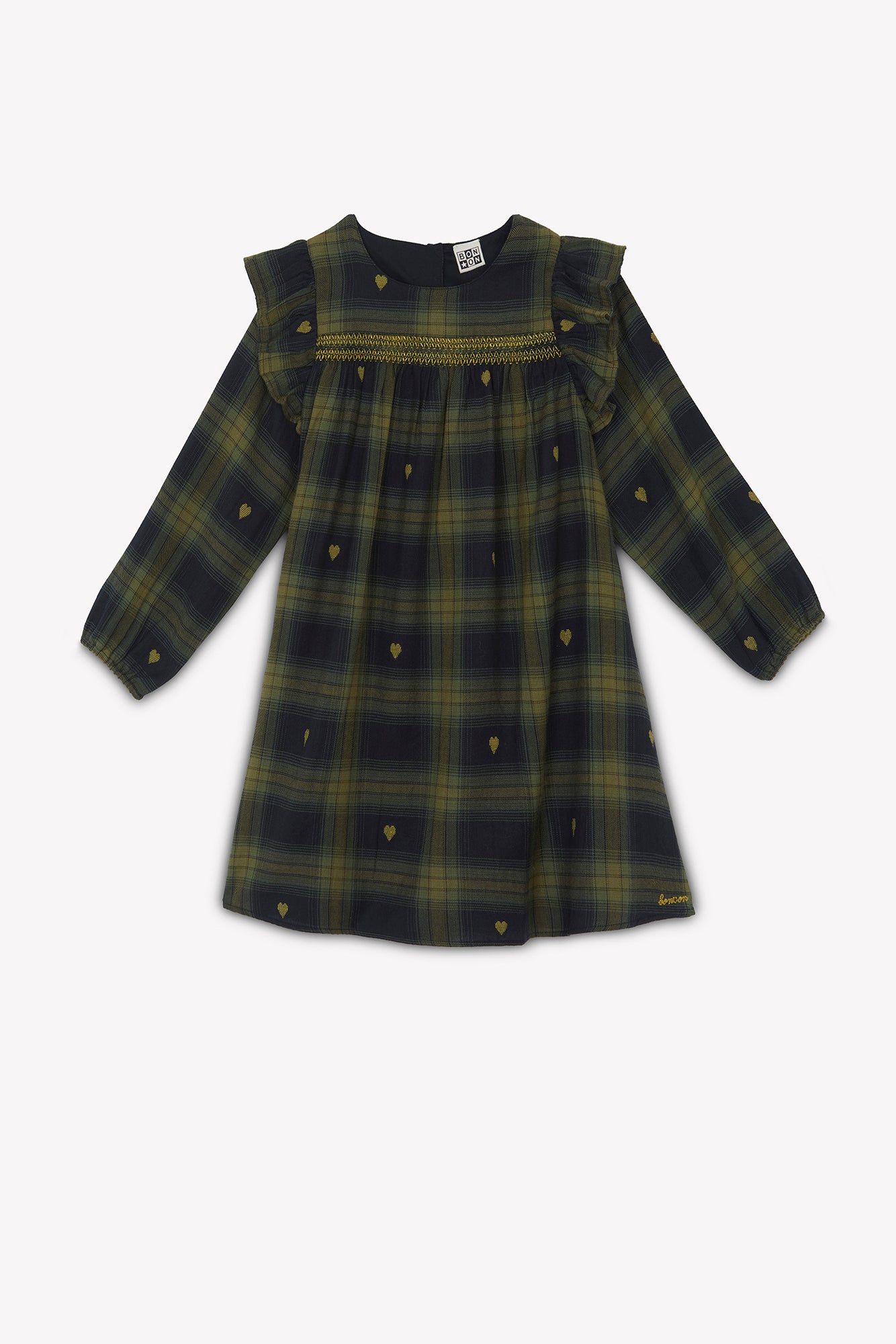BONTON HEART PLAID DRESS