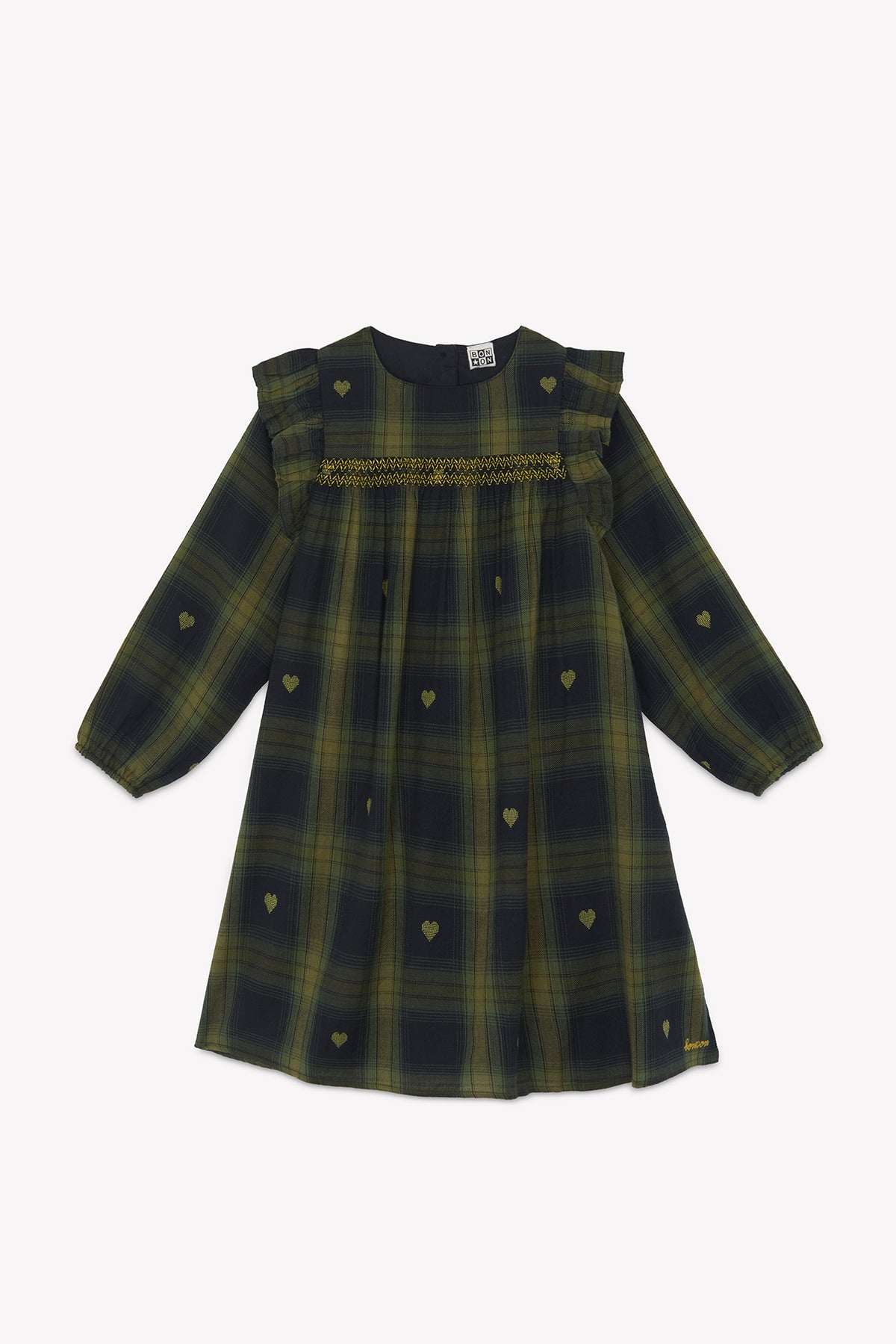 BONTON HEART PLAID DRESS