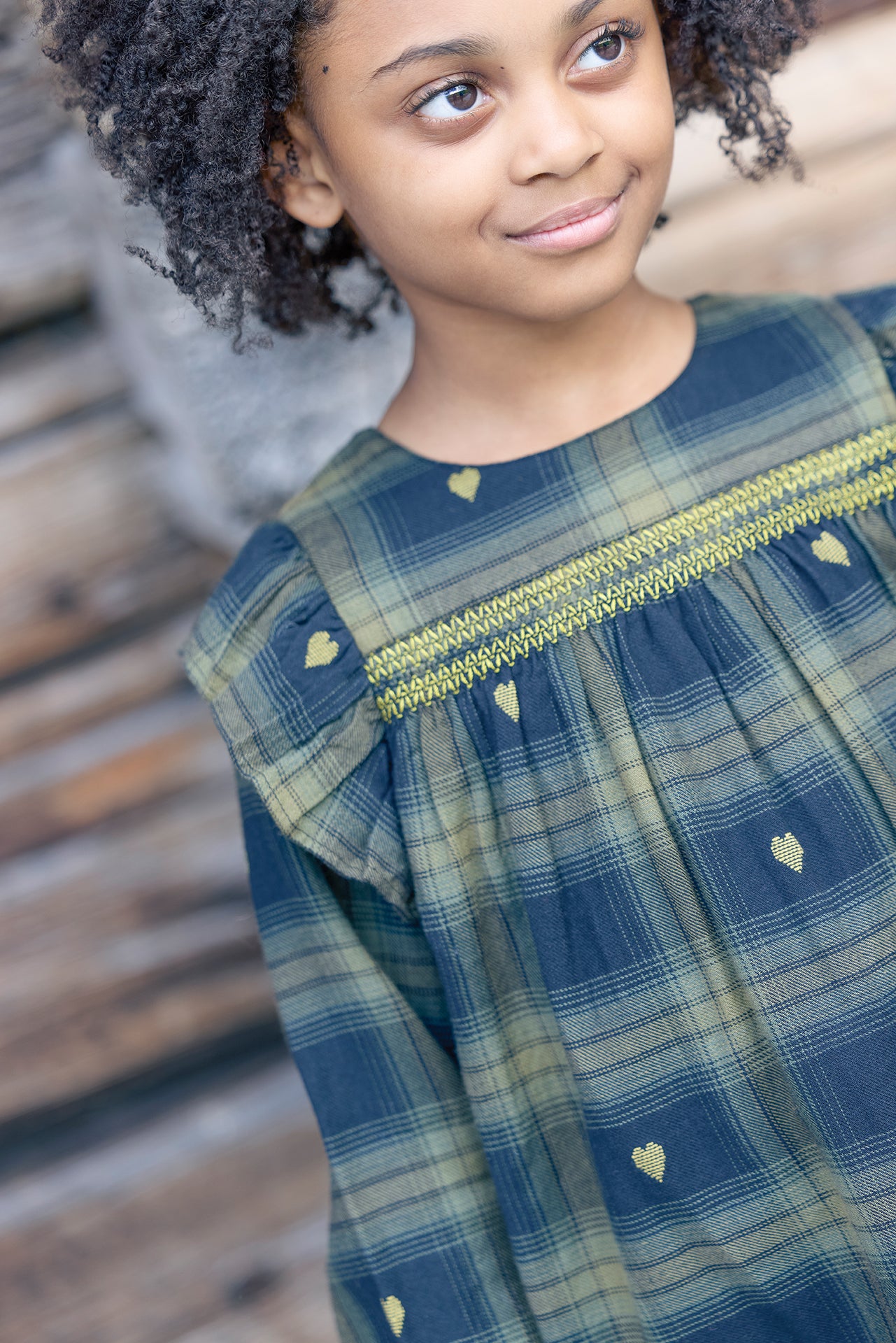 BONTON HEART PLAID DRESS