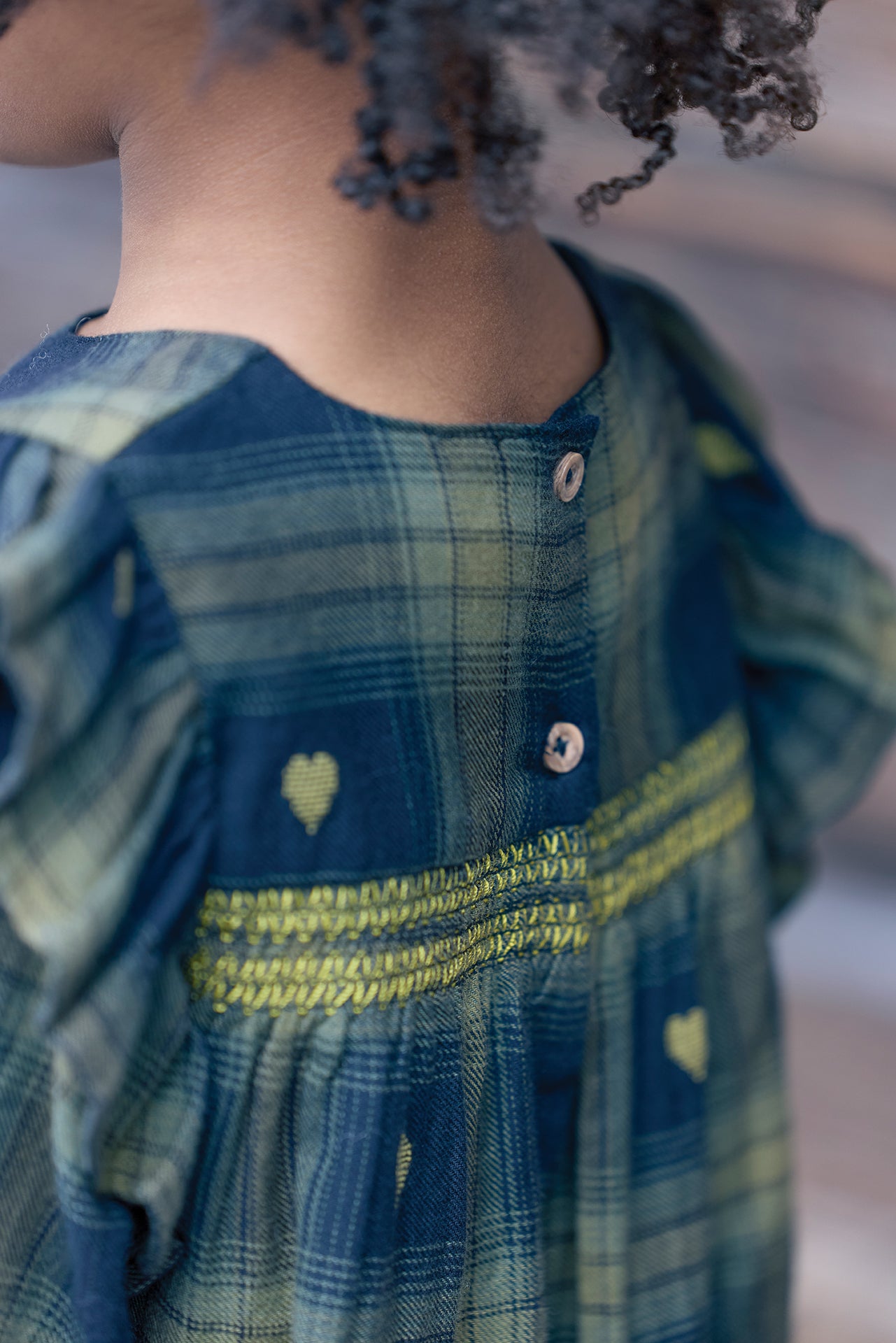BONTON HEART PLAID DRESS