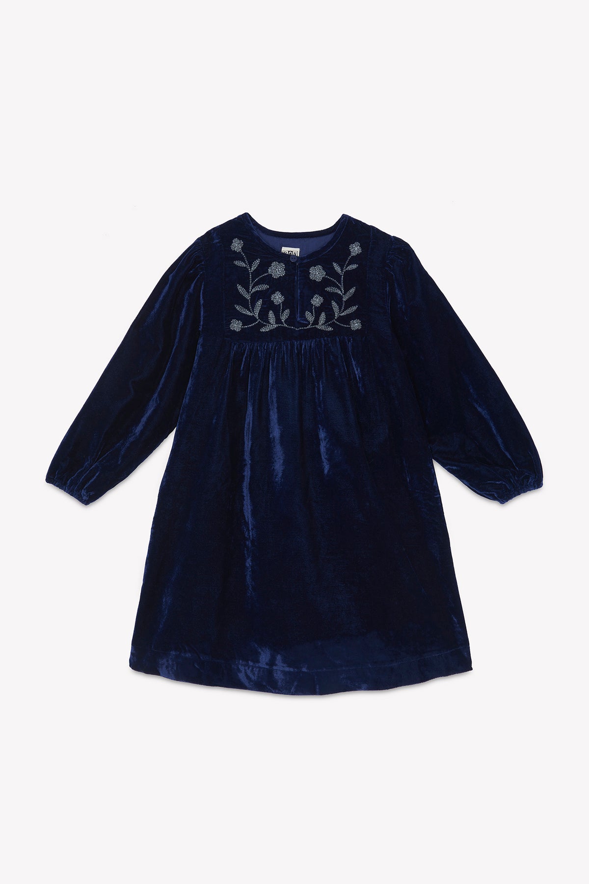 BONTON DAISY EMBROIDERY VELVET DRESS
